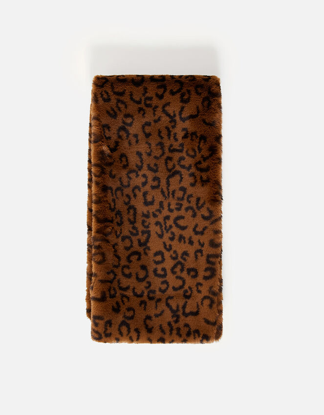 Leopard Luxe Faux Fur Scarf, , large