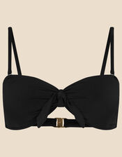 Bunny Tie Bandeau Bikini Top, Black (BLACK), large