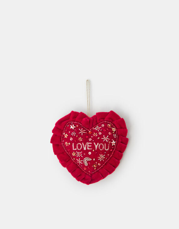 Love Velvet Heart Christmas Tree Decoration, , large