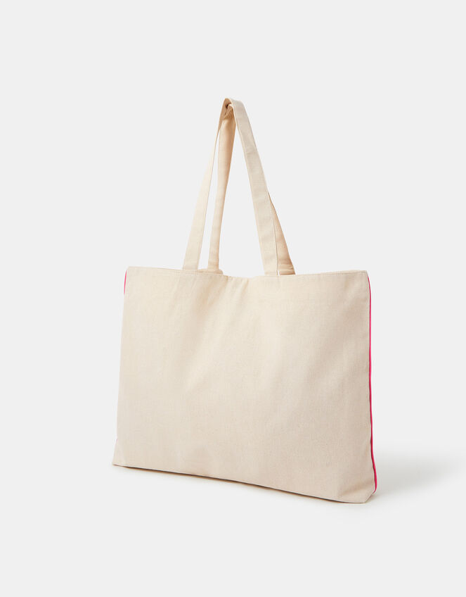 Initial Embroidered Tote Bag, Pink (PINK), large