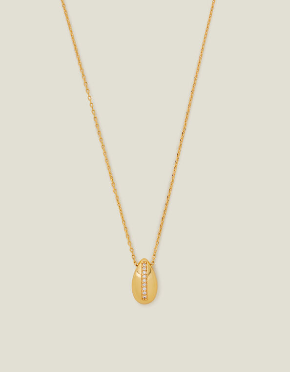 14ct Gold-Plated Sparkle Teardrop Necklace, , large
