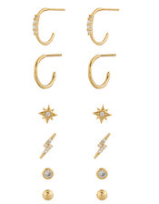 Sparkle Shape Stud and Hoop Earring Set, , large