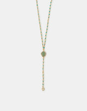 14ct Gold-Plated Aventurine Lariat Necklace, , large