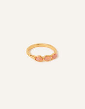 14ct Gold-Plated Rose Quartz Nugget Ring, Pink (PINK), large