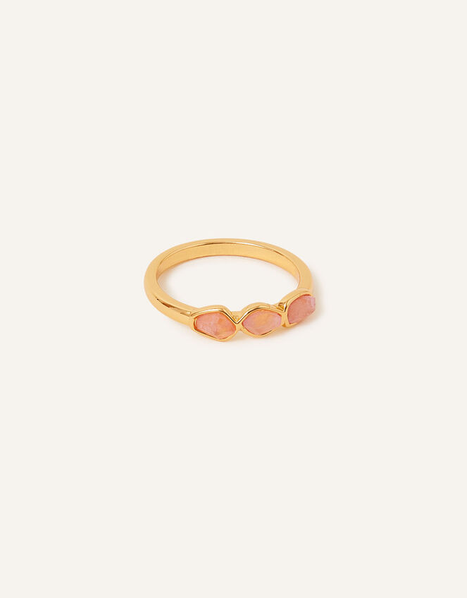 14ct Gold-Plated Rose Quartz Nugget Ring, Pink (PINK), large