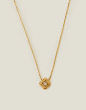 14ct Gold-Plated Stainless Steel Clover Pendant Necklace, , large