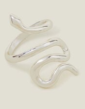 Sterling Silver-Plated Adjustable Snake Ring, , large
