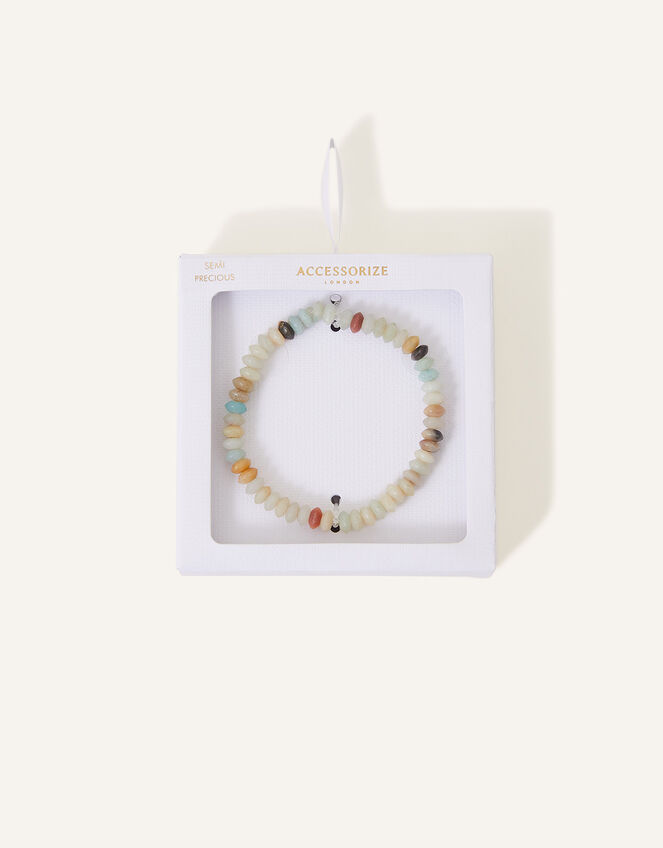 Semi-Precious Beaded Stone Bracelet, Green (GREEN), large