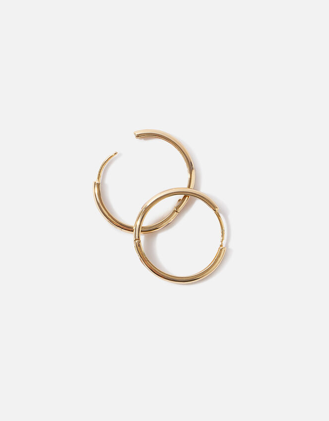 Gold-Plated Chunky Plain Hoop Earrings, , large