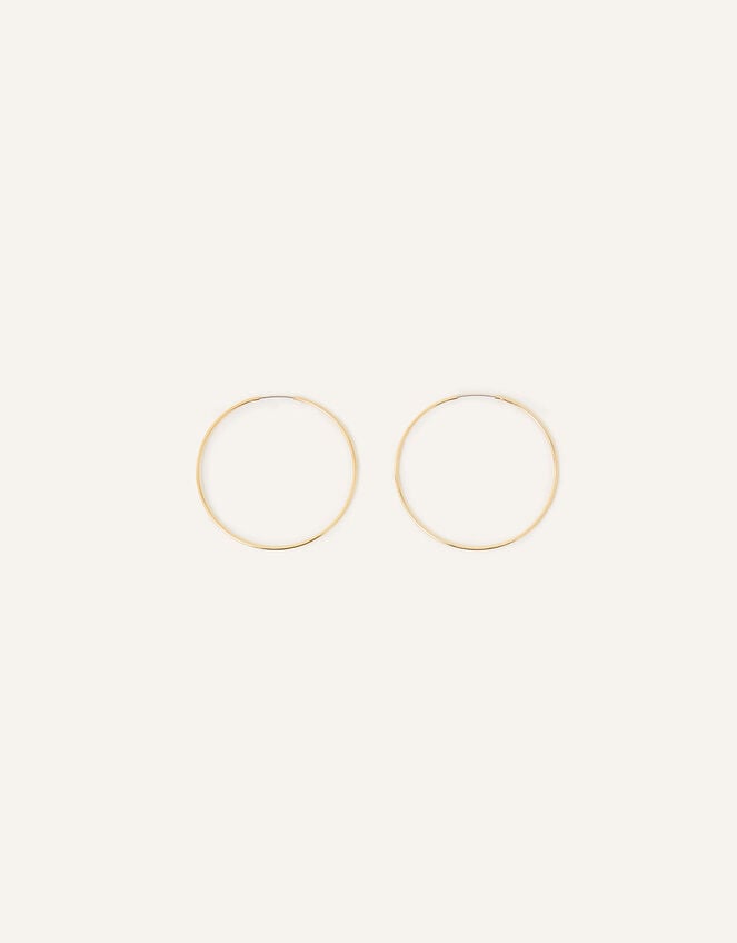 14ct Gold-Plated Medium Hoop Earrings, , large