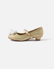Girls Shimmer Corsage Flamenco Shoes, Gold (GOLD), large