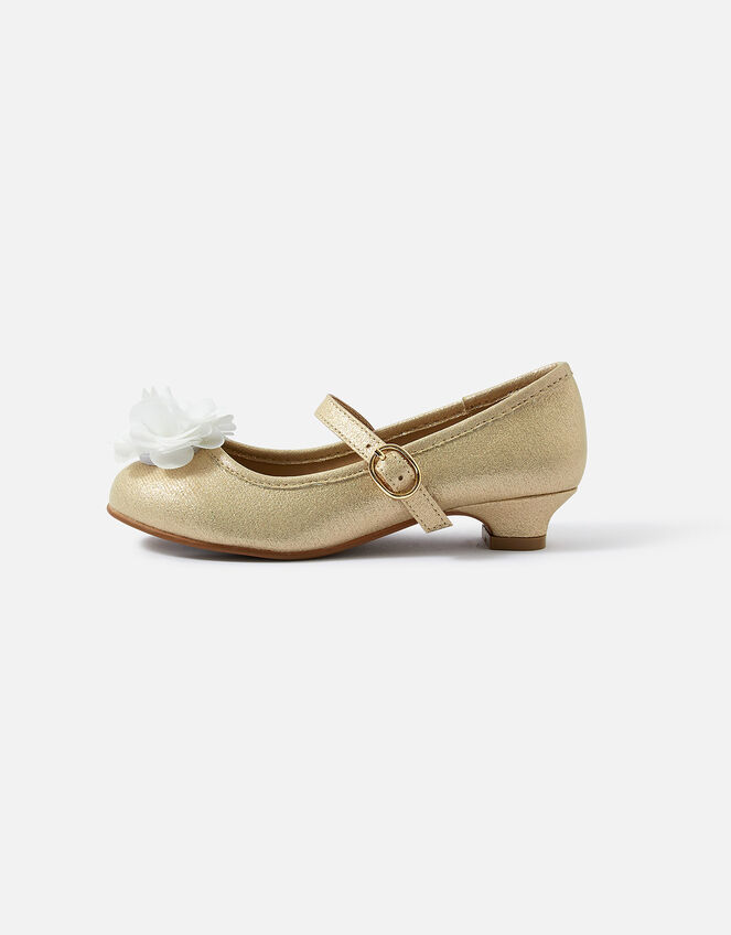Girls Shimmer Corsage Flamenco Shoes, Gold (GOLD), large