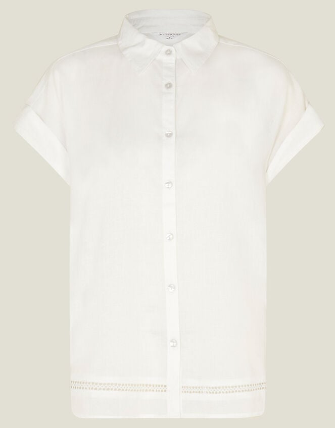Cap Sleeve Boxy Shirt, White (WHITE), large