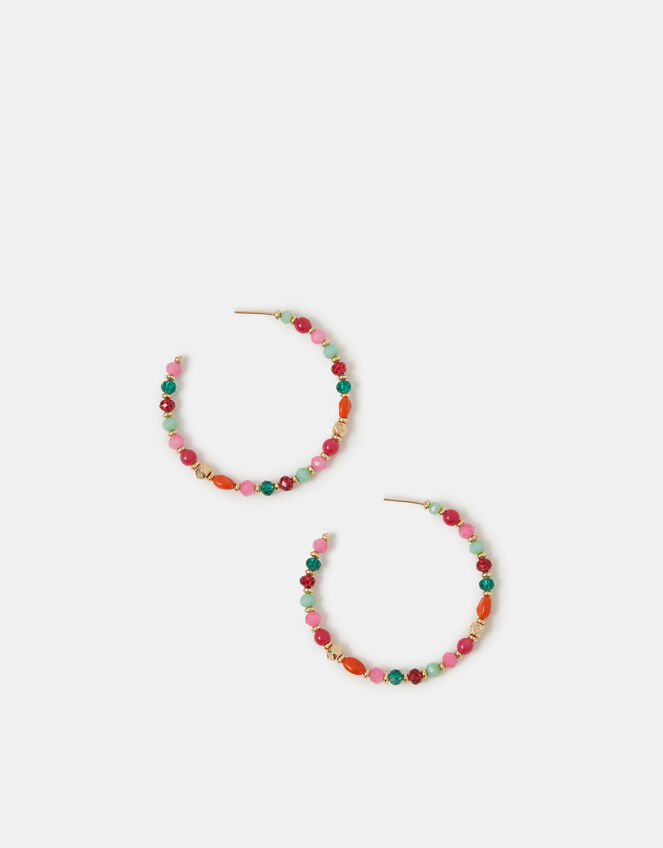 Beaded Hoop Earrings, , large