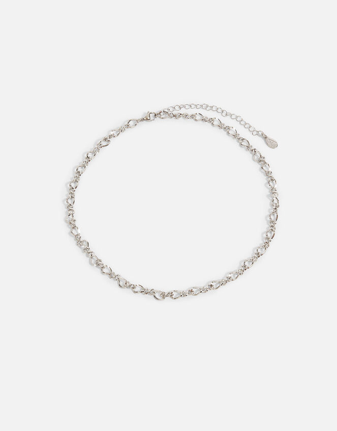 Stainless Steel Fancy Chain Necklace, Silver (SILVER), large