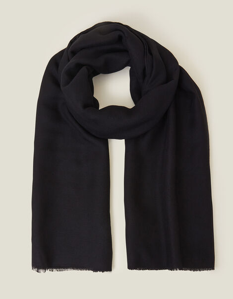 Lightweight Plain Scarf, Black (BLACK), large