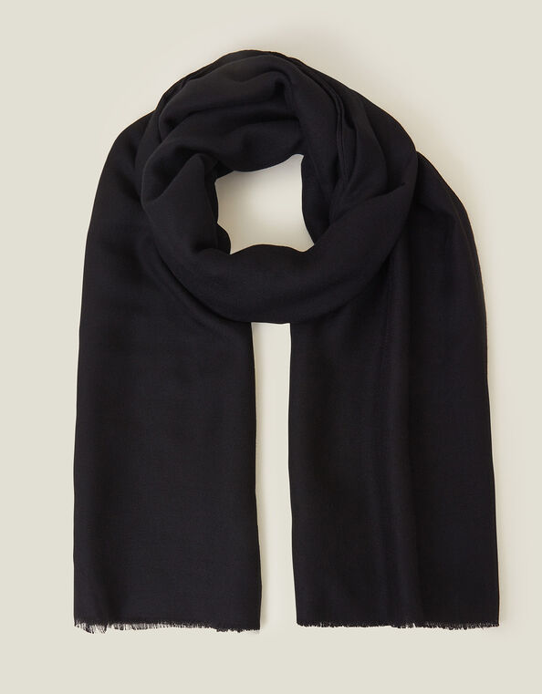 Lightweight Plain Scarf, Black (BLACK), large