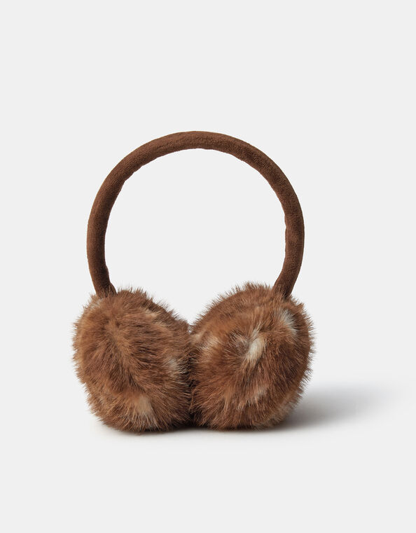 Deer Print Faux Fur Earmuffs, , large
