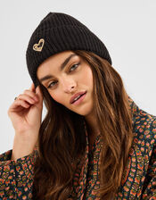 Leopard Heart Beanie Hat, , large