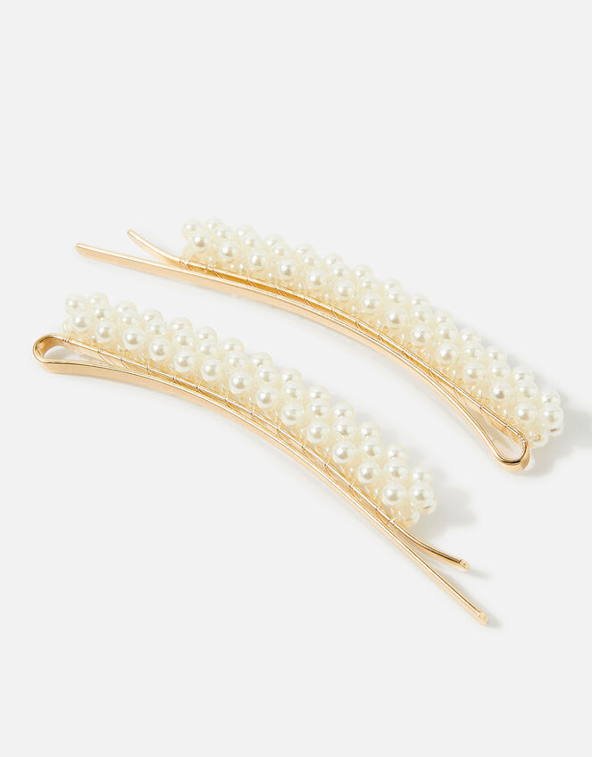 Pearly Hair Slides Set of Two, , large