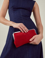 Suedette Clip Frame Clutch Bag, , large