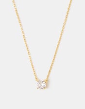 14ct Gold-Plated Cubic Zirconia Pendant Necklace, , large