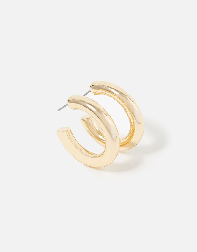 Reconnected Chunky Tube Hoops, Gold (GOLD), large