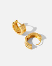 Gold Vermeil Triple Groove Hoops , , large