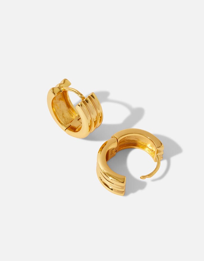 Gold Vermeil Triple Groove Hoops , , large