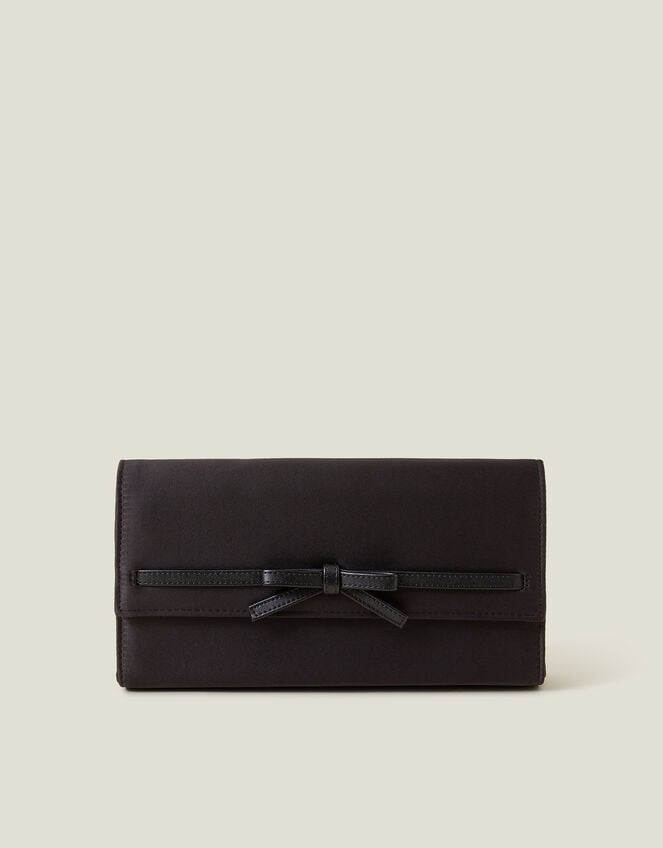 Bow Satin Clutch Bag, , large
