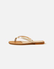 Leather Toe Thong Sandals, Gold (GOLD), large