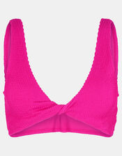 Twist Front Crinkle Bikini Top, Pink (PINK), large