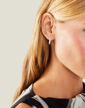 Sterling Silver-Plated Oval Hoops, , large