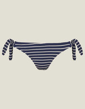 Crinkle Stripe Tie Bikini Bottom, Blue (NAVY), large