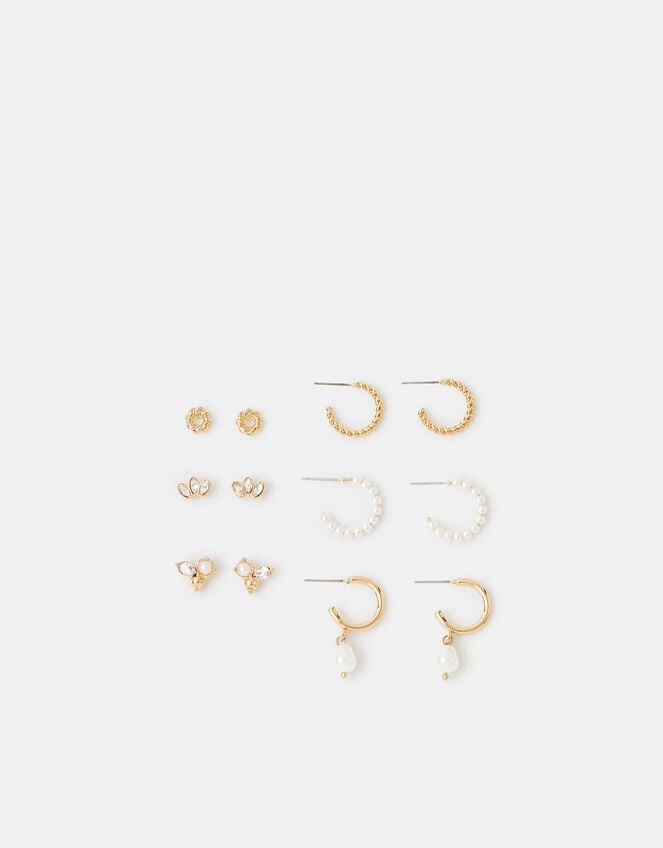 6-Pack Pearl Stud & Hoop Earrings, , large