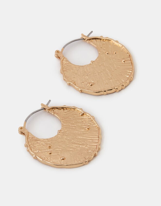Textured Disc Hoop Earrings, , large