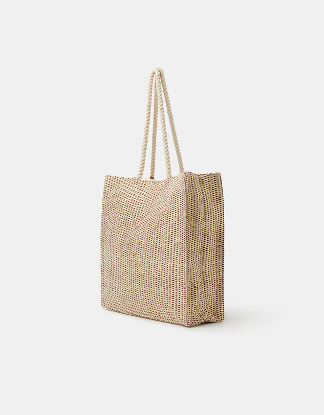 Stripe Woven Beach Bag, , large