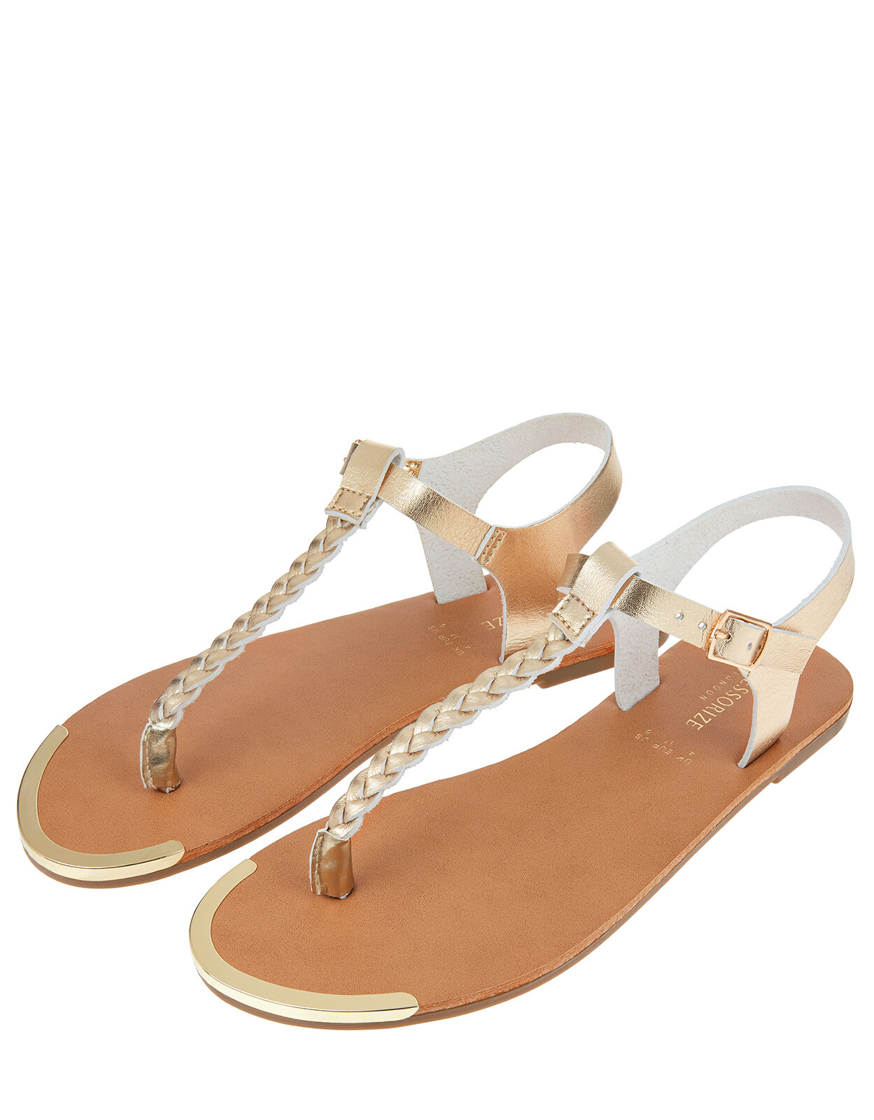 Plaited Strap Sandals Gold Sandals Flip Flops Accessorize UK