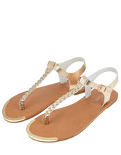 Plaited Strap Sandals, Gold (GOLD), large