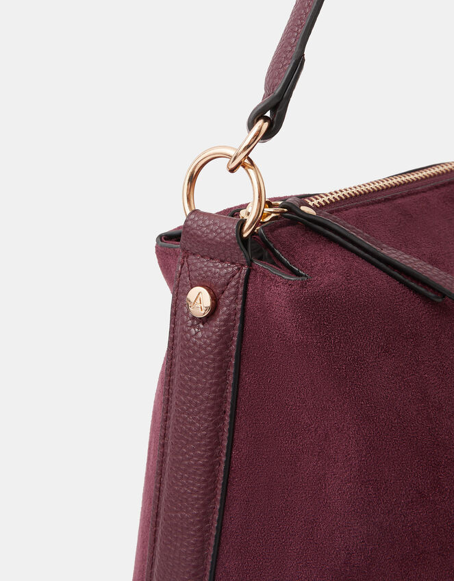 Large Slouchy Suedette Handbag, Red (BURGUNDY), large