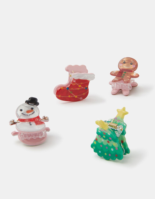 4-Pack Girls Mini Christmas Claw Clips, , large