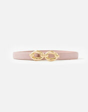Skinny Double Hoop Buckle Belt, Nude (NUDE), large