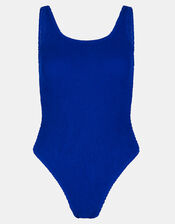 Crinkle Textured Swimsuit, Blue (COBALT), large
