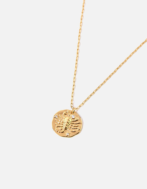 Gold-Plated Textured Horoscope Necklace, Gold (GOLD), large