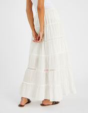 Tiered Maxi Skirt, White (WHITE), large