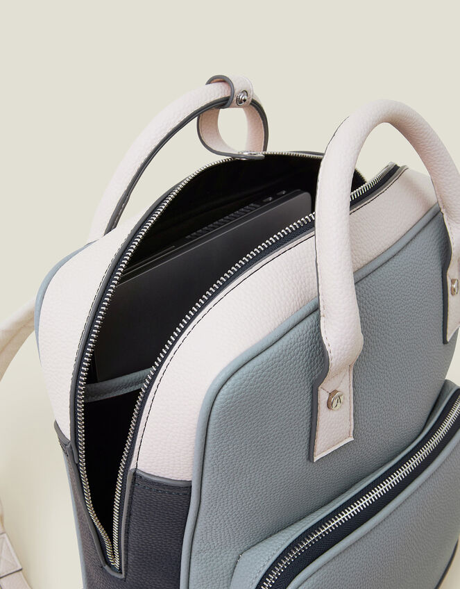 Colourblock Faux Leather Backpack, , large