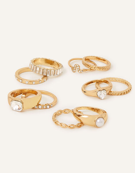 Crystal Stacking Rings 10 Pack, White (CRYSTAL), large