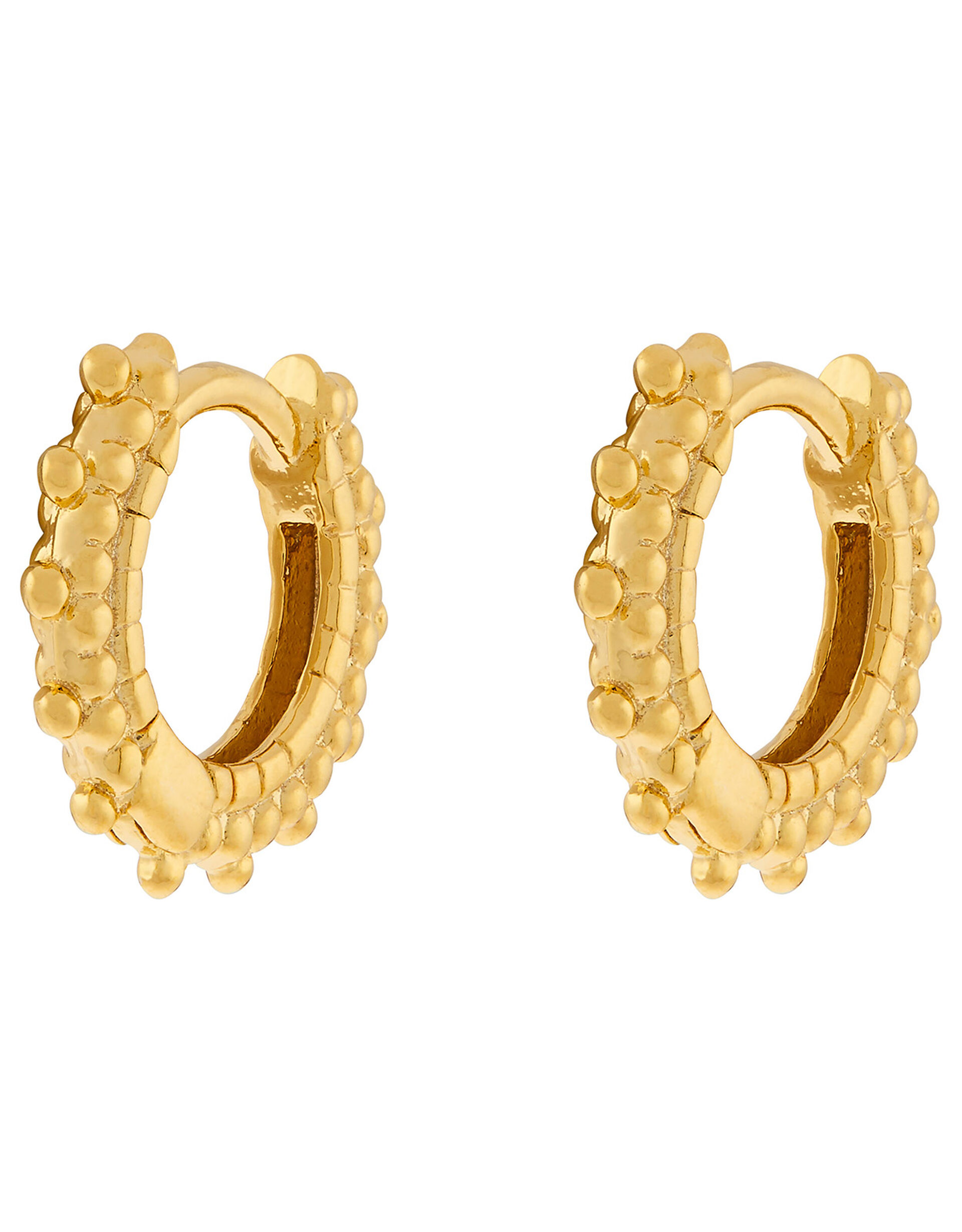 Gold-Plated Bobble Huggie Hoop Earrings, , large