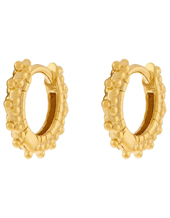 Gold-Plated Bobble Huggie Hoop Earrings, , large