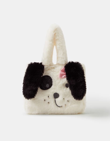 Girls Fluffy Dog Tote Bag, , large